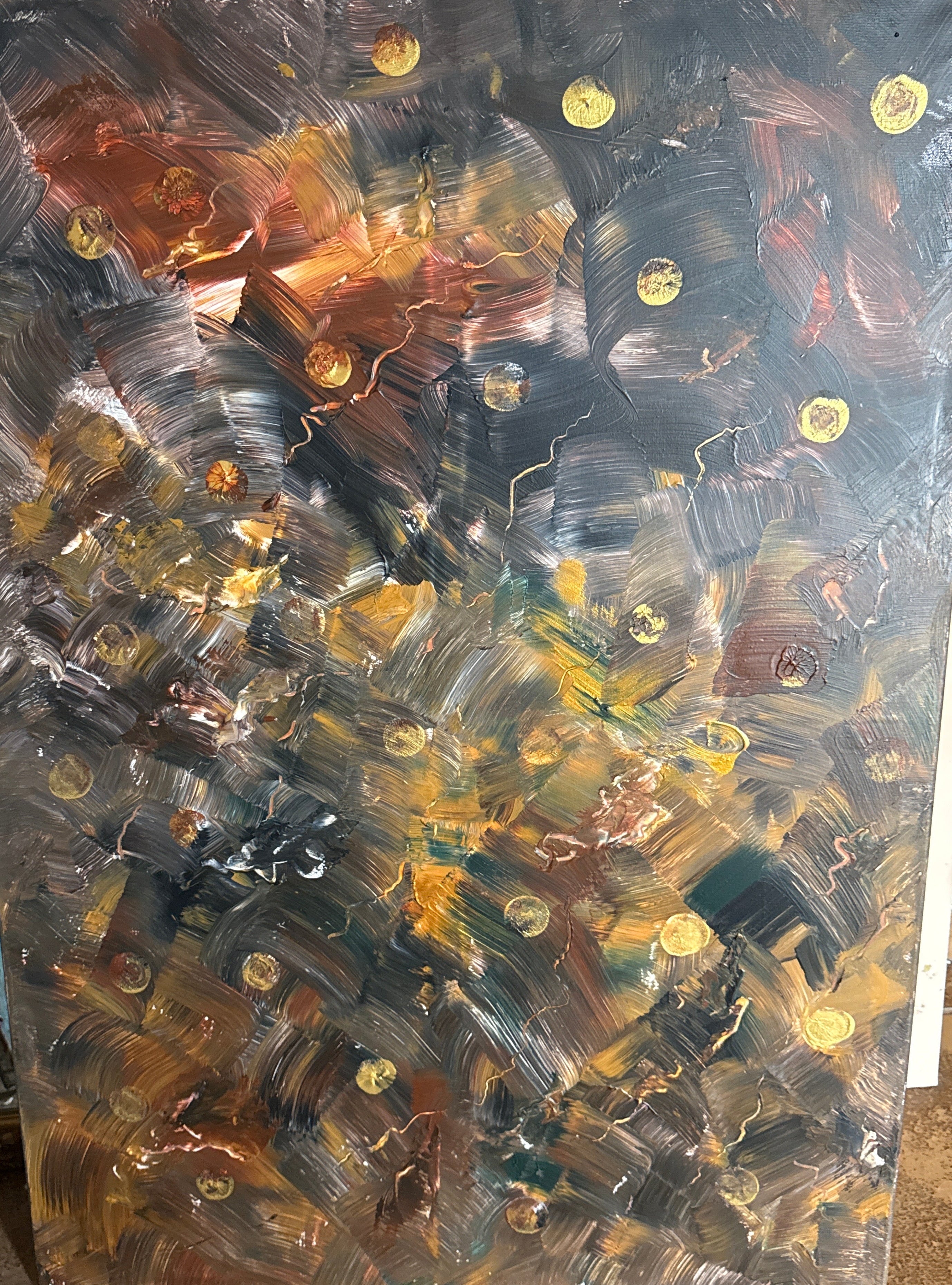 Golden Ember Chaos – Abstract Canvas Art Nic Art Studio