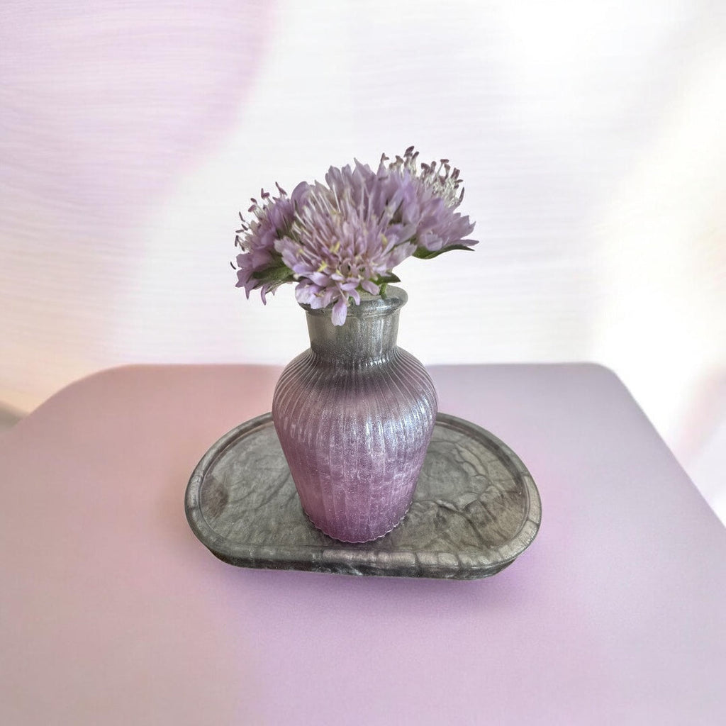 Purple Iridescent Ribbed Resin Vase Set Nic Art Studio