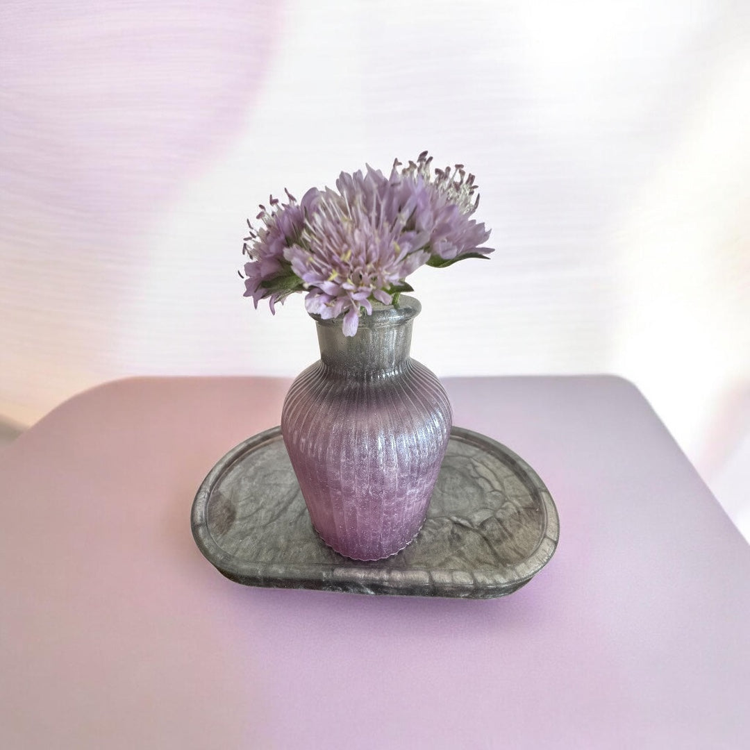 Purple Iridescent Ribbed Resin Vase Set Nic Art Studio