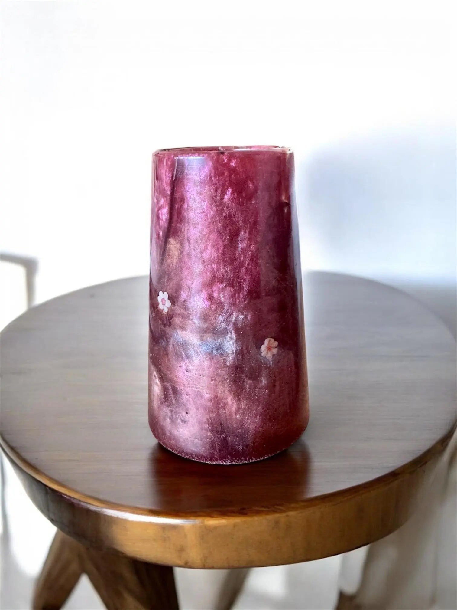 Resin Vase – Majva Pink & Blue with Petite Flowers Nic Art Studio