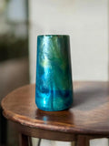 Small Resin Vase – Green & Turquoise Blue with Tiny Stones Nic Art Studio